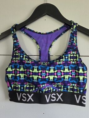 Victoria's Secret Multicolor Geo Racerback Sports Bra with VSX Band